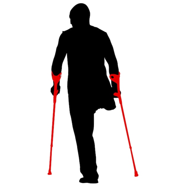 Vettore silhouette di persone disabili su sfondo bianco illustrazione vettoriale