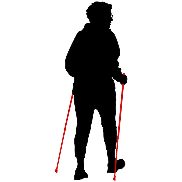 Vector silhouette of disabled people on a white background
