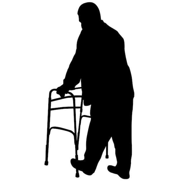 Silhouette of disabled people on a white background