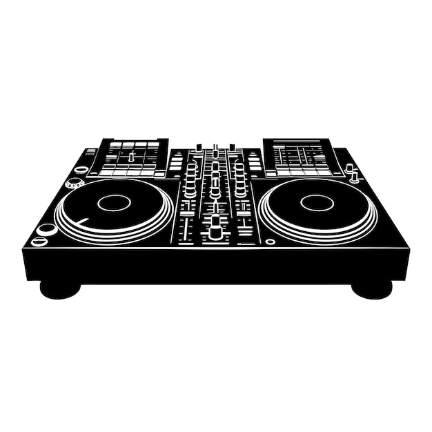 Vector silhouette dj controller black color only