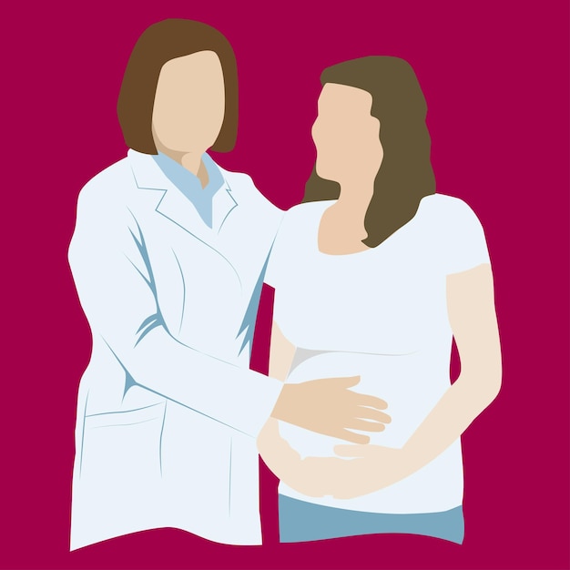 A silhouette of a doctor with a pregnant woman