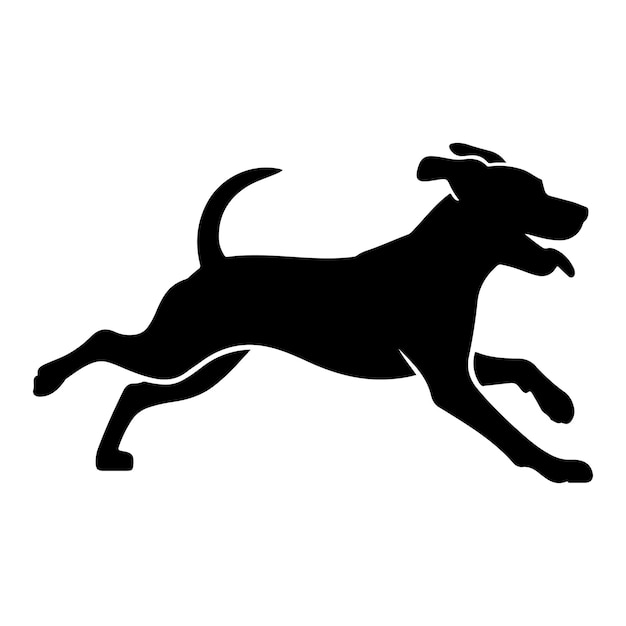 silhouette of a dog in mid-air running and jumping
