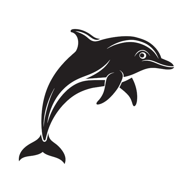 Vector a silhouette dolphin black and white logo vector clip art