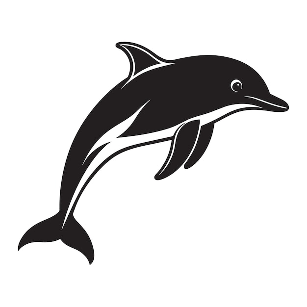 A silhouette dolphin black and white logo vector clip art