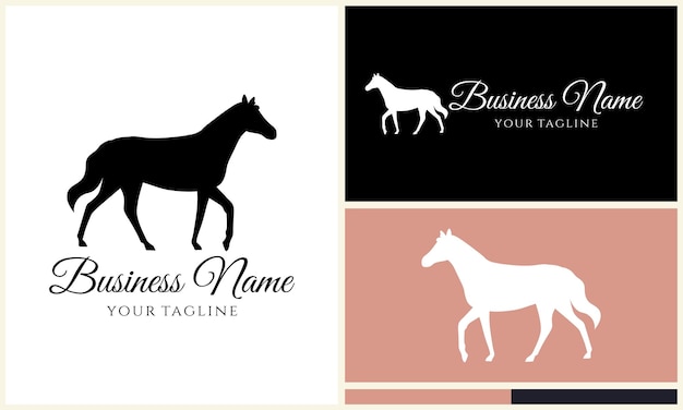Vector silhouette donkey horse logo template