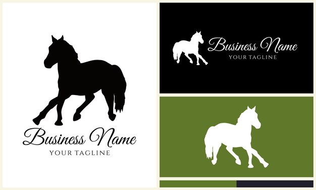 Vector silhouette donkey unicorn logo template