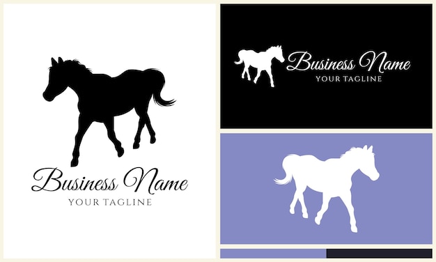 Vector silhouette donkey unicorn logo template