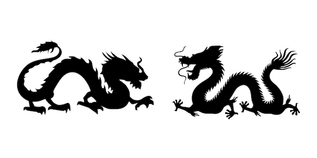 silhouette of a dragon without wings