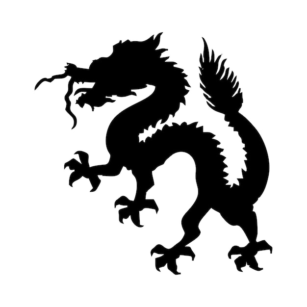 Vector silhouette of a dragon without wings