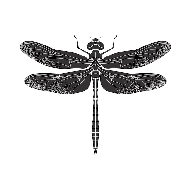 Silhouette Dragonfly black color only full body