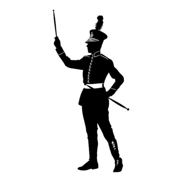 Силуэт барабанного майора с штыком в исполнении лидера марширующего оркестра