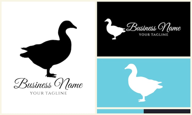 silhouette duck swim logo template