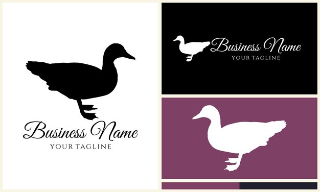 silhouette duck swim logo template