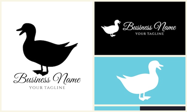 silhouette duck swim logo template