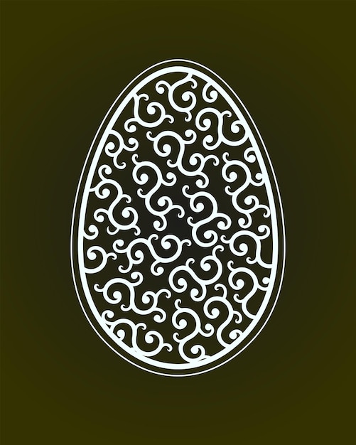 Vector silhouette of easter egg with pattern in retro style white