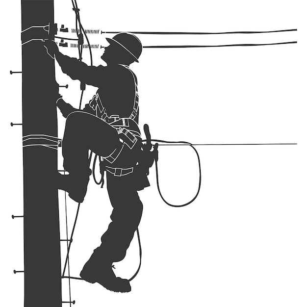 Силуэт электрика в действии полный корпус только черный цвет
