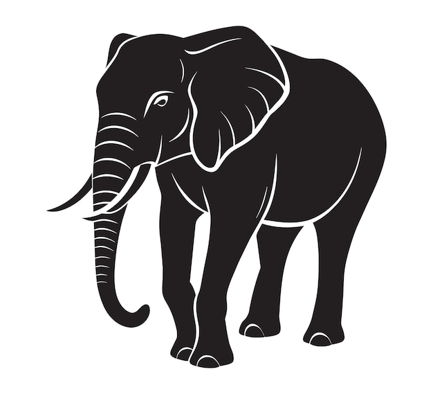 Vector a silhouette elephant black and white logo vector clip art