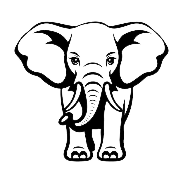 Vector silhouette of elephant clipart on a white background