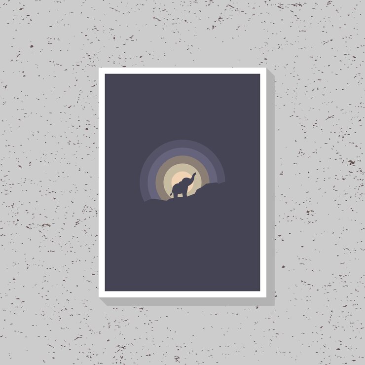 Vector silhouette of elephant design for posters and home wall decoration. wildlife illustration.