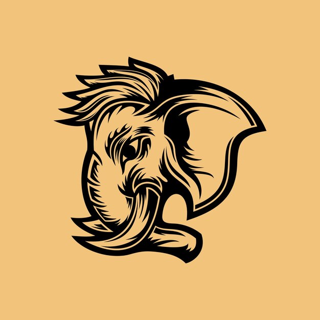 Vector silhouette elephant head mascot sport logo