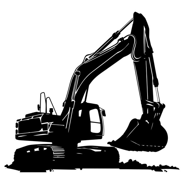 Vector silhouette excavator heavy construction equipment black color only