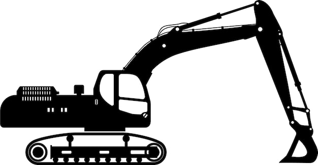 Vector silhouette of excavator icon in flat style vector illustration