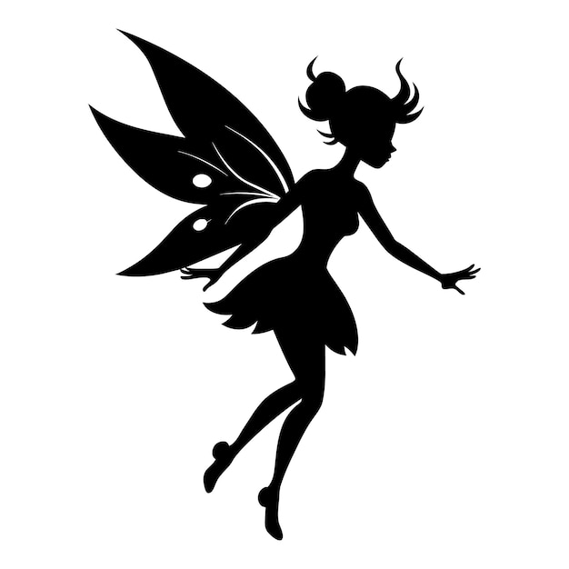 Vector a silhouette of a fairy with wings