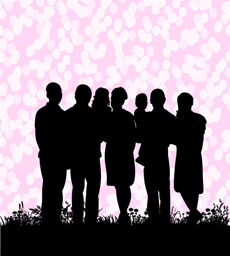 Vector silhouette family outdoors background vector