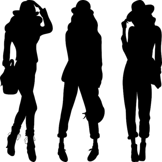 Silhouette di modelli di moda ragazze top