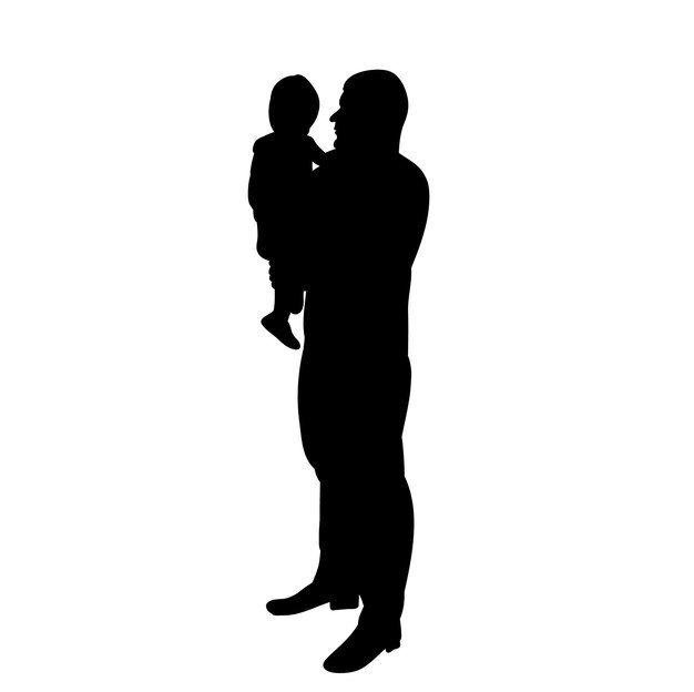 Vector silhouette father and child