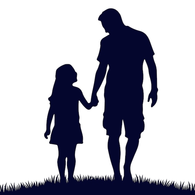 Vector a silhouette of father and daughter