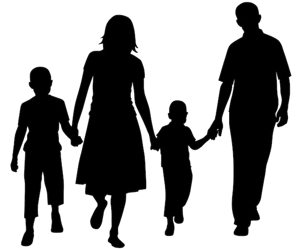 Silhouette of father and mother and son Vector illustration of a family