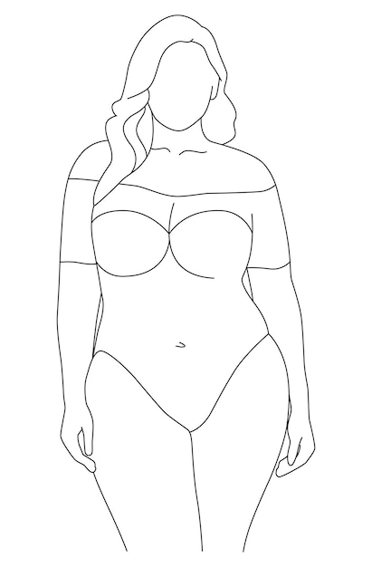 The silhouette of a female body in one line Love your body