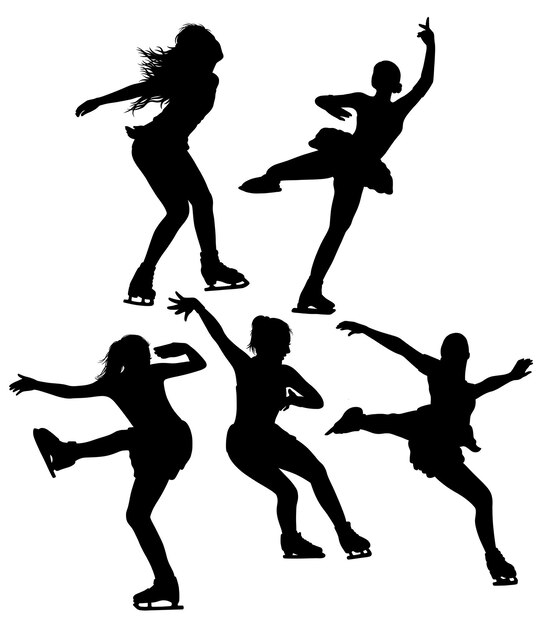 Silhouette of female ice skating dancer sport