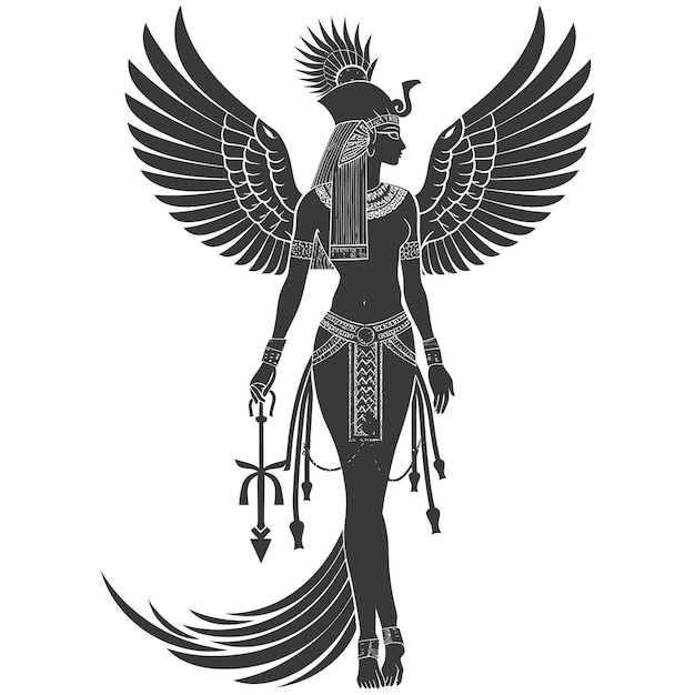 Vector silhouette female pharaoh the egypt mythical creature black color only