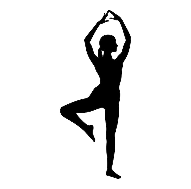 Vector silhouette of female in various yoga postures