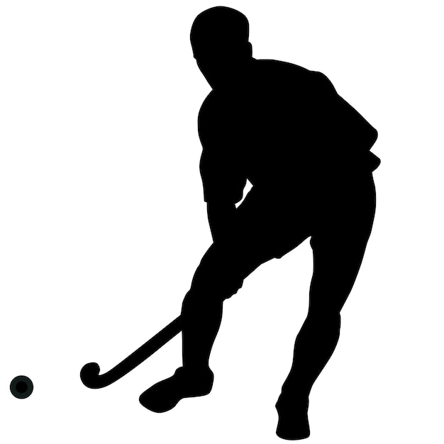 Silhouette of field hockey player with a hockey stick Vector illustration