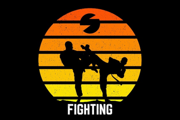 Silhouette fighting retro vintage