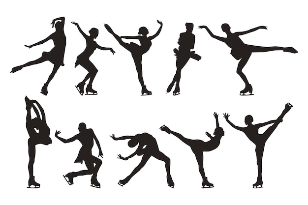 Silhouette figure skating women. vector illustration