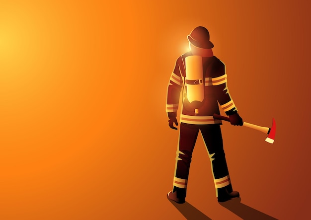 Silhouette firefighter back view