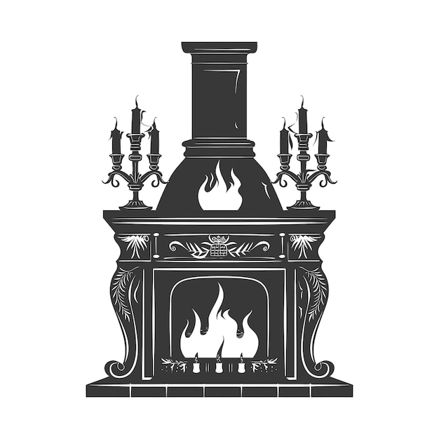 Silhouette fireplace black color only