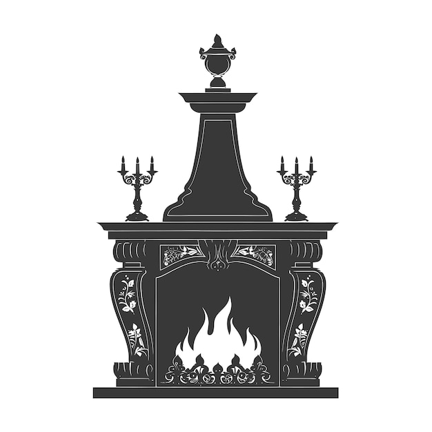 Silhouette fireplace black color only