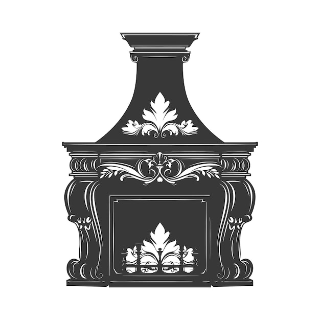 Silhouette fireplace black color only