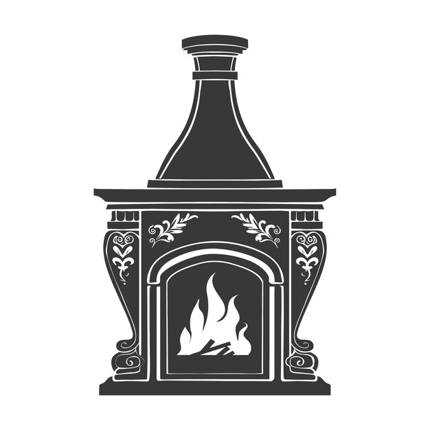 Silhouette fireplace black color only