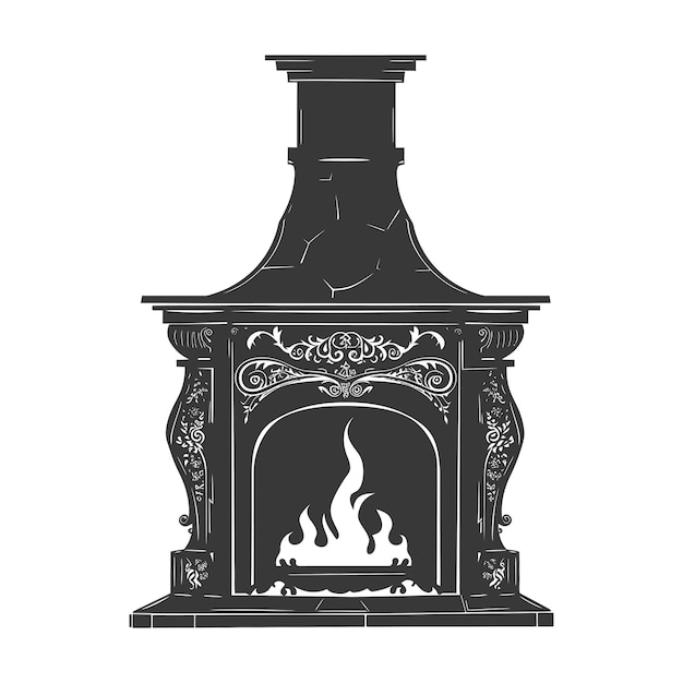 Silhouette fireplace black color only