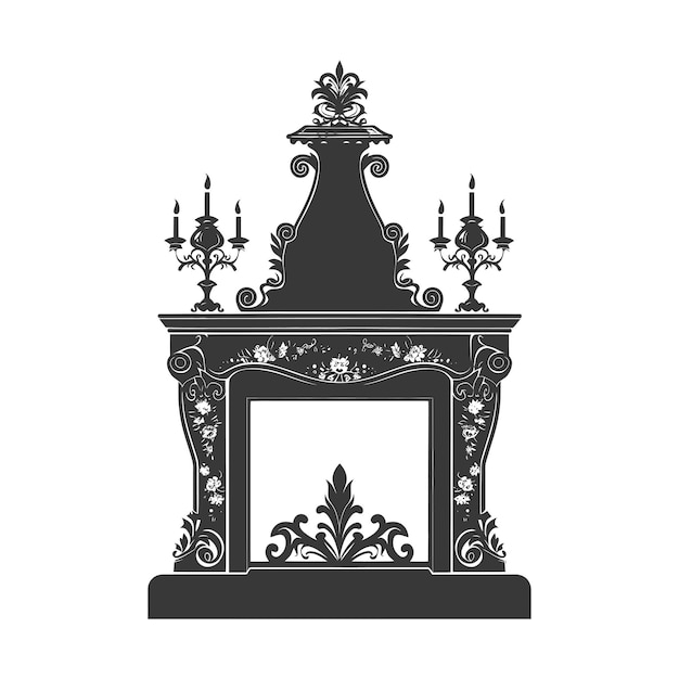 Silhouette fireplace black color only