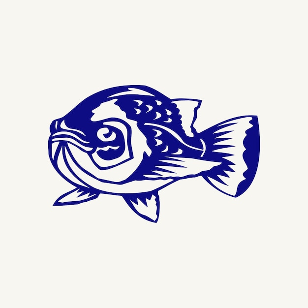 Silhouette fish vector design with blue color vector template