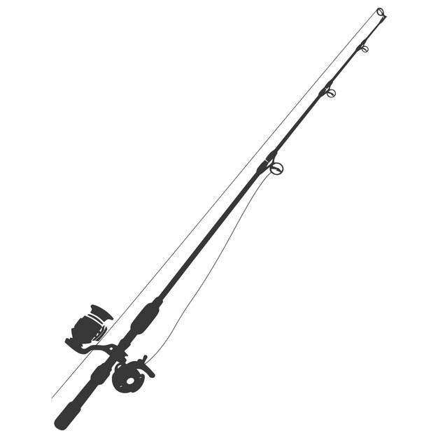 Vector silhouette fishing rod black color only