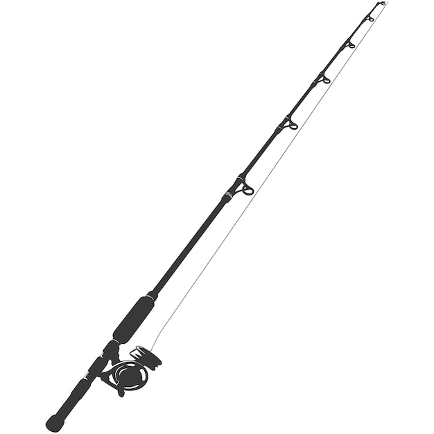 Vector silhouette fishing rod black color only