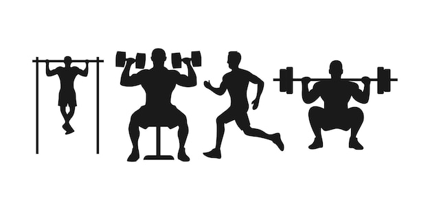 silhouette of a fitness enthusiast showcasing various poses